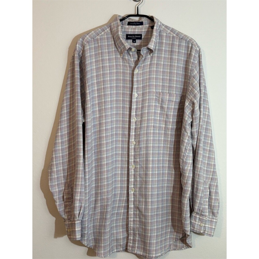 Austin Reed Men's XL Plaid Long Sleeve Button-Down Shirt Multicolor